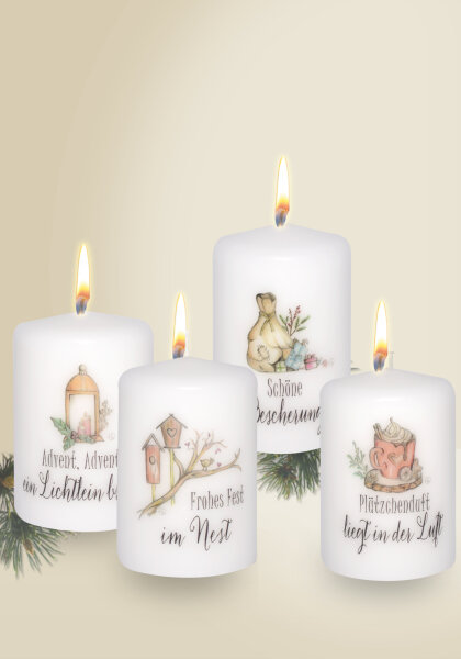 Weihnachtskerzen "Weihnachten" 4er-Set 9 x Ø 6 cm