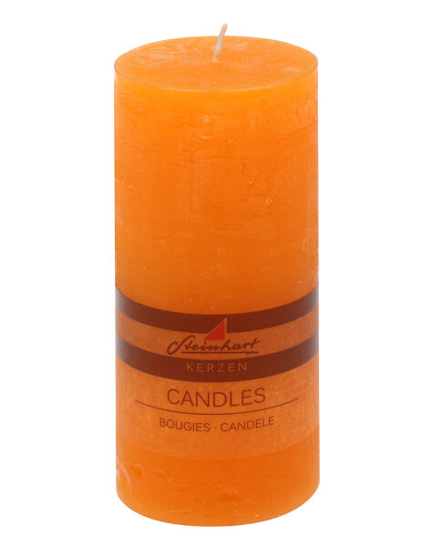 Stumpenkerze "Raureif" Orange 15 x Ø 6,8 cm