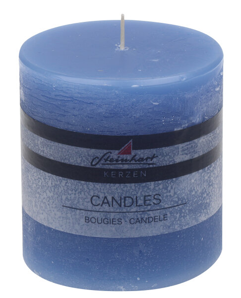 Stumpenkerze "Raureif" Jeans 10 x Ø 9,8 cm