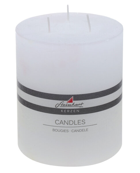 3-Docht Stumpenkerze "Raureif" Weiß 14 x Ø 12 cm