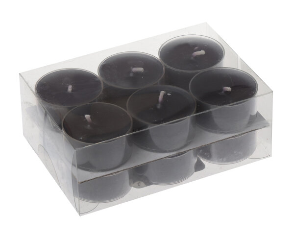 Teelichter in Kunststoffhülle Anthrazit 1,8 x Ø 3,8 cm, 12er-Pack