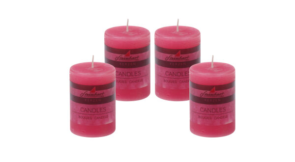 4er Set Adventskranzkerzen "Raureif" Fuchsia 8 x Ø 5,8 cm