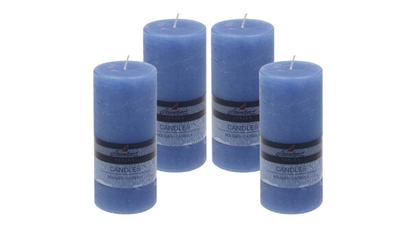 4er Set Adventskranzkerzen "Raureif" Jeans 15 x Ø 6,8 cm