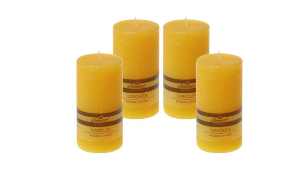 4er Set Adventskranzkerzen "Raureif" Gelb 15 x Ø 7,8 cm