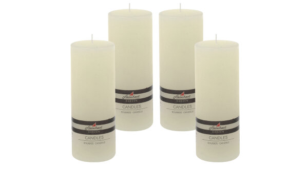 4er Set Adventskranzkerzen "Raureif" Champagner 20 x Ø 7,8 cm