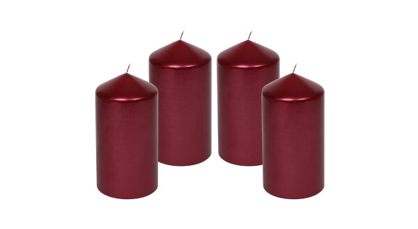 XXL 4er Set Adventskranzkerzen "Edelglanz" Altrot 15 x Ø 7,7 cm