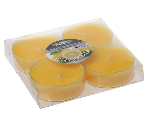 Maxi-Teelichte "Citronella", 4er-Pack Gelb 2 x Ø 5,9 cm
