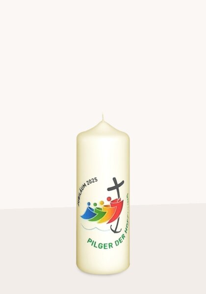 Heiliges Jahr 2025 - Pilgerkerze "Pilger der Hoffnung" 14 x Ø 5 cm