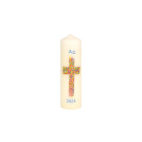 Ostertischkerze "Mosaik-Kreuz" mit Jahreszahl...