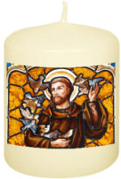 Franz von Assisi Gedenkkerze 800 Jahre mit Vögeln 6...