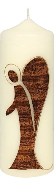 Geschenkkerze " Engel braun" Elfenbein 17 x Ø 6 cm