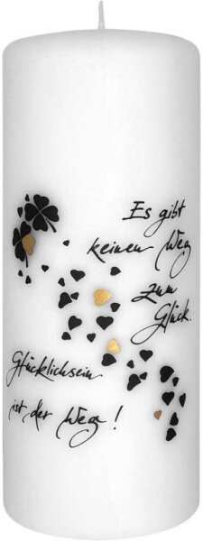 Poesiekerze "Weg zum Glück" 20 x Ø 8 cm