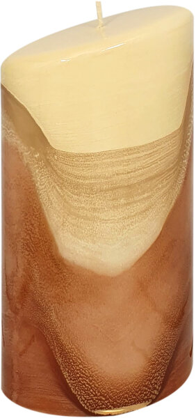 Ovalkerze "Design Lotos" sand/cappuccino 18 x Ø 9 cm